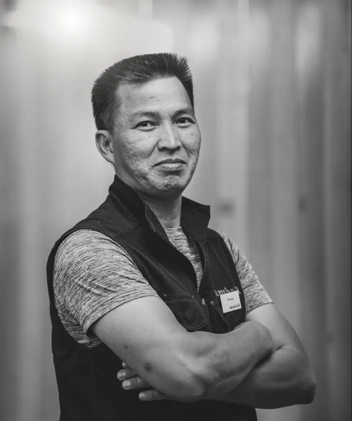 Choung Bui Van har varit med sedan Samhall fick uppdraget hos Nordic Leather Group för 15 år sedan.