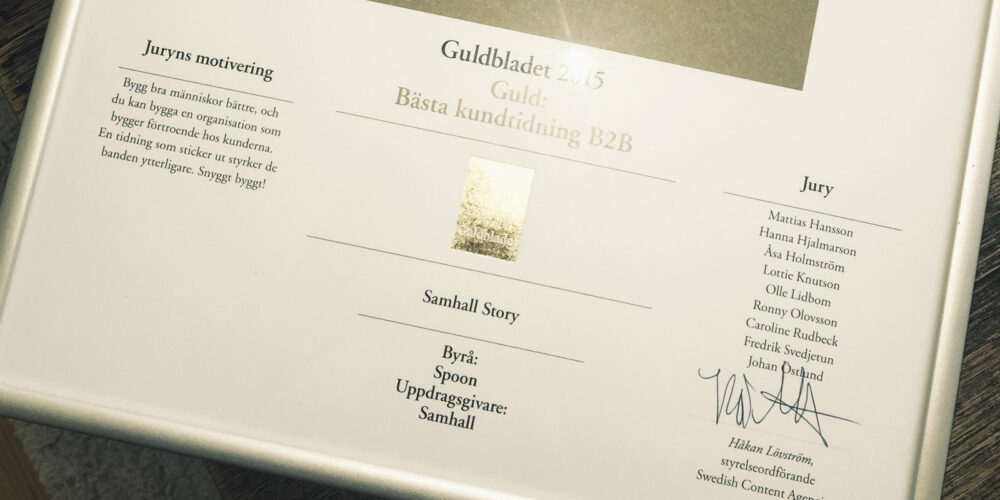 Samhall vann Guldbladet 2015