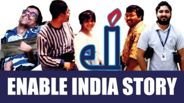Personer och en text "Enable india story"